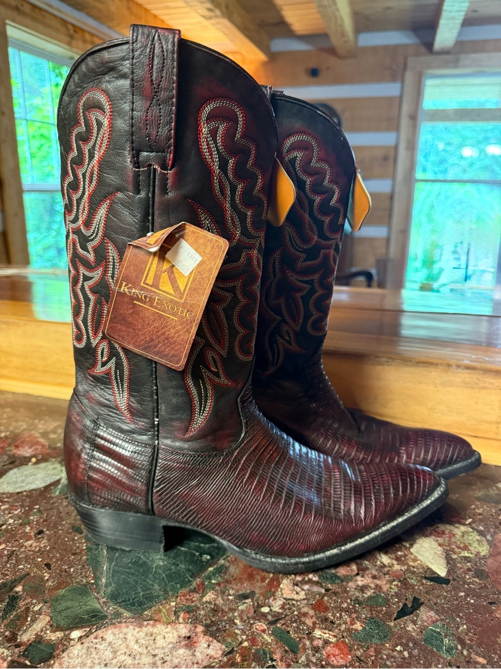 Men's Burgundy Leather Western Boots